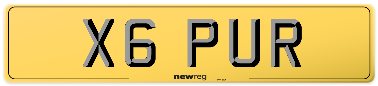 X6 PUR Rear Number Plate