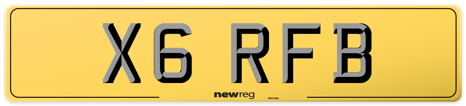 X6 RFB Rear Number Plate