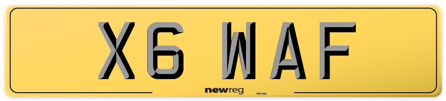 X6 WAF Rear Number Plate