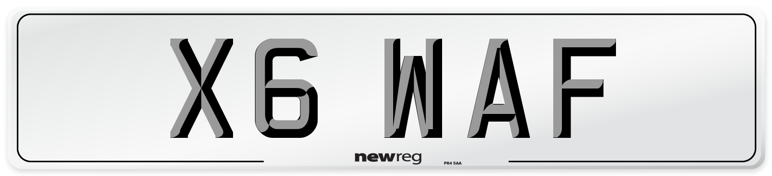 X6 WAF Front Number Plate