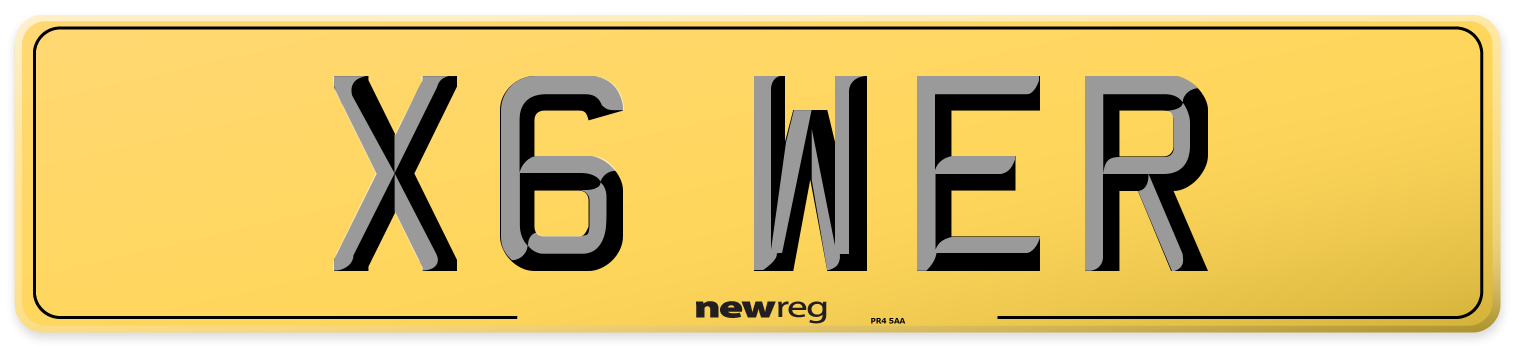 X6 WER Rear Number Plate