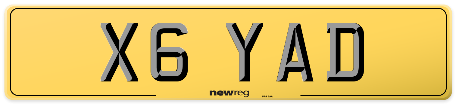 X6 YAD Rear Number Plate