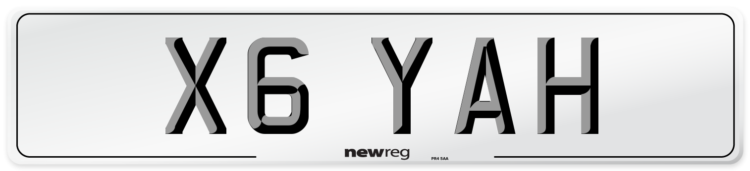 X6 YAH Front Number Plate