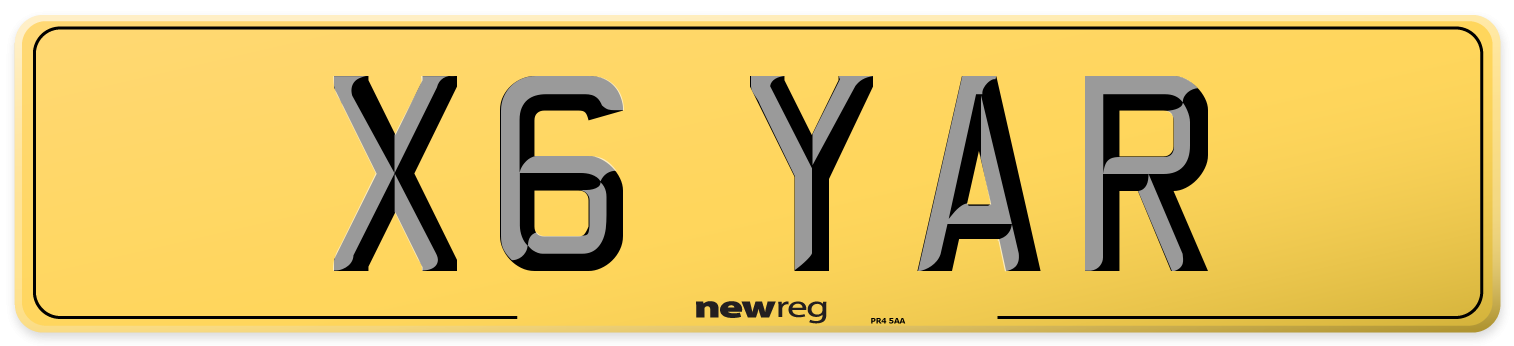 X6 YAR Rear Number Plate