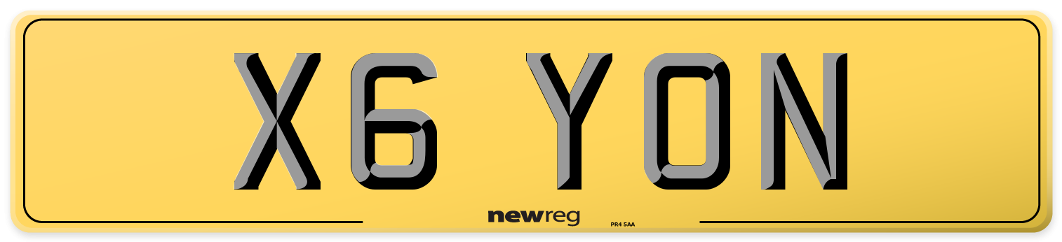 X6 YON Rear Number Plate