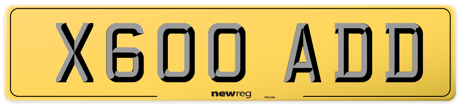X600 ADD Rear Number Plate