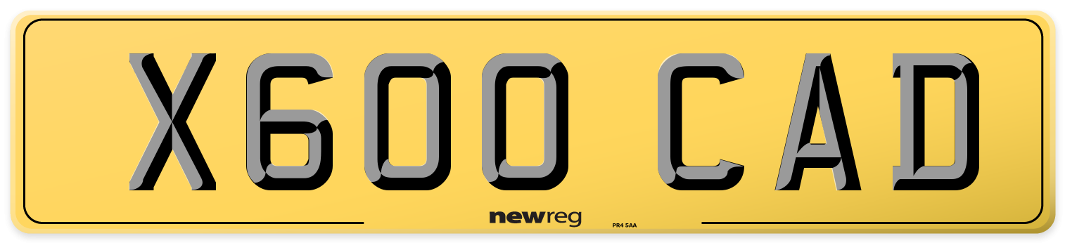 X600 CAD Rear Number Plate