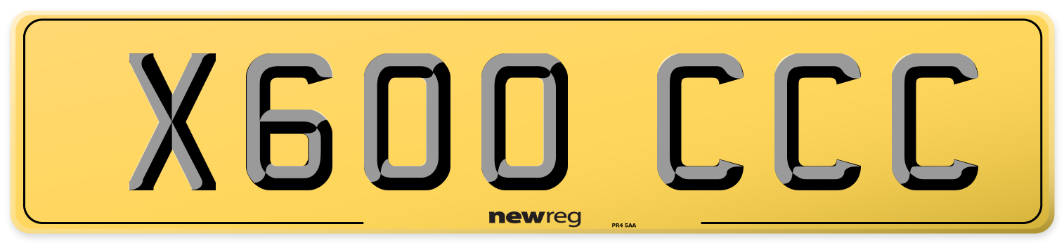 X600 CCC Rear Number Plate
