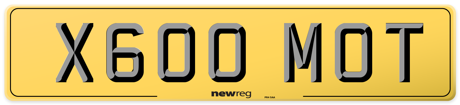 X600 MOT Rear Number Plate