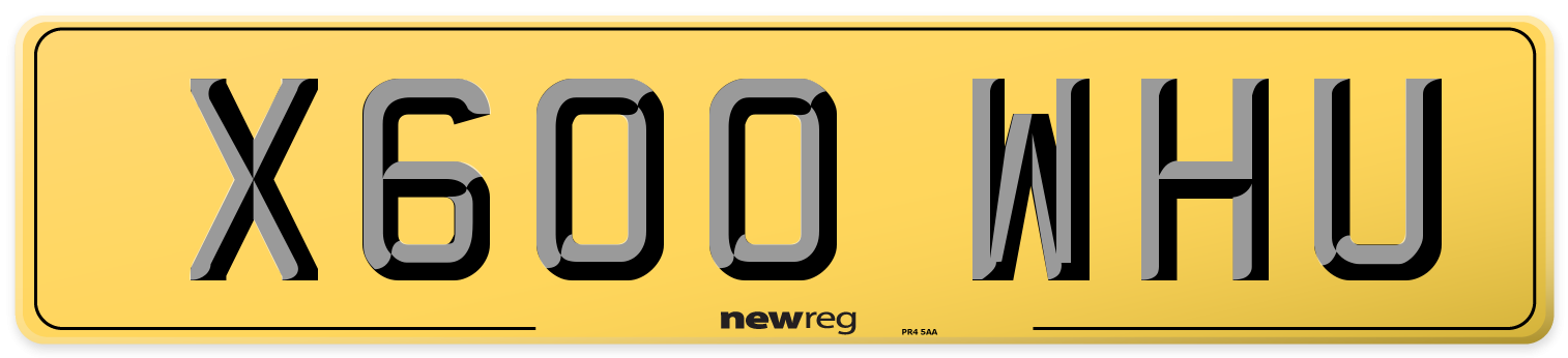 X600 WHU Rear Number Plate