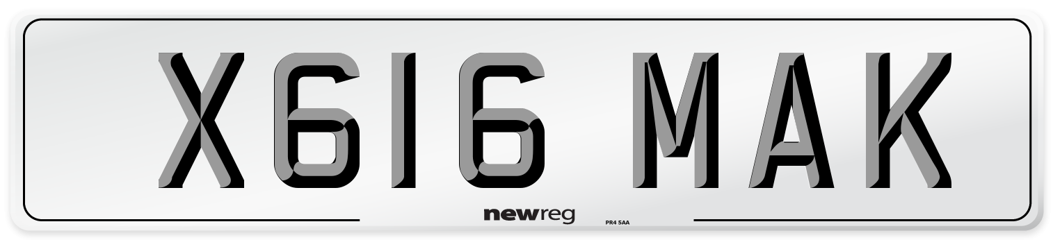X616 MAK Front Number Plate