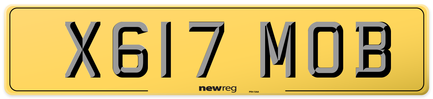 X617 MOB Rear Number Plate