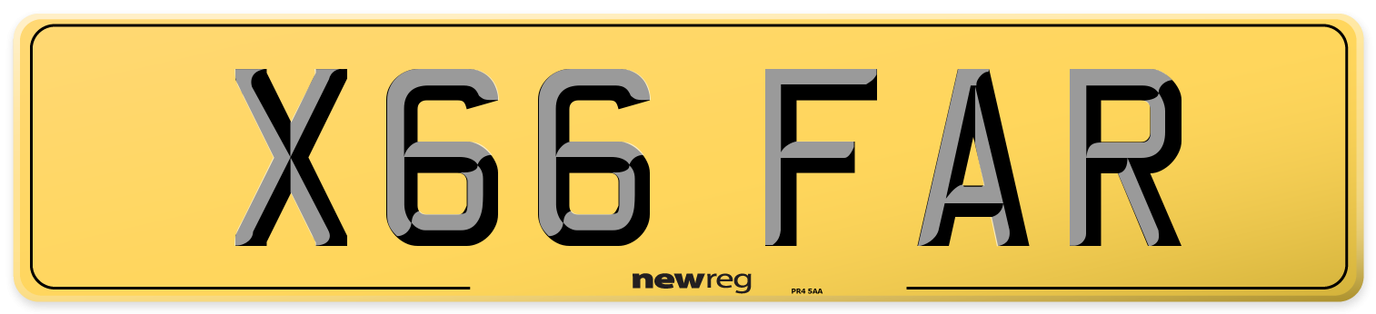 X66 FAR Rear Number Plate