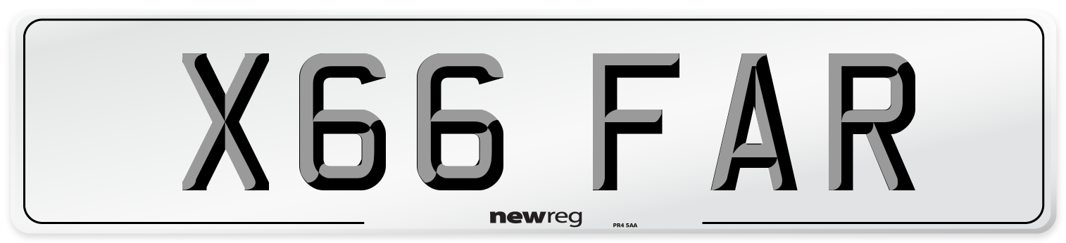 X66 FAR Front Number Plate