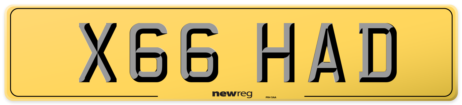 X66 HAD Rear Number Plate