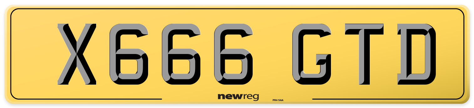 X666 GTD Rear Number Plate