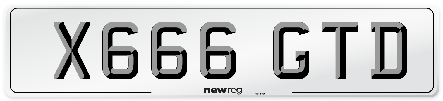 X666 GTD Front Number Plate