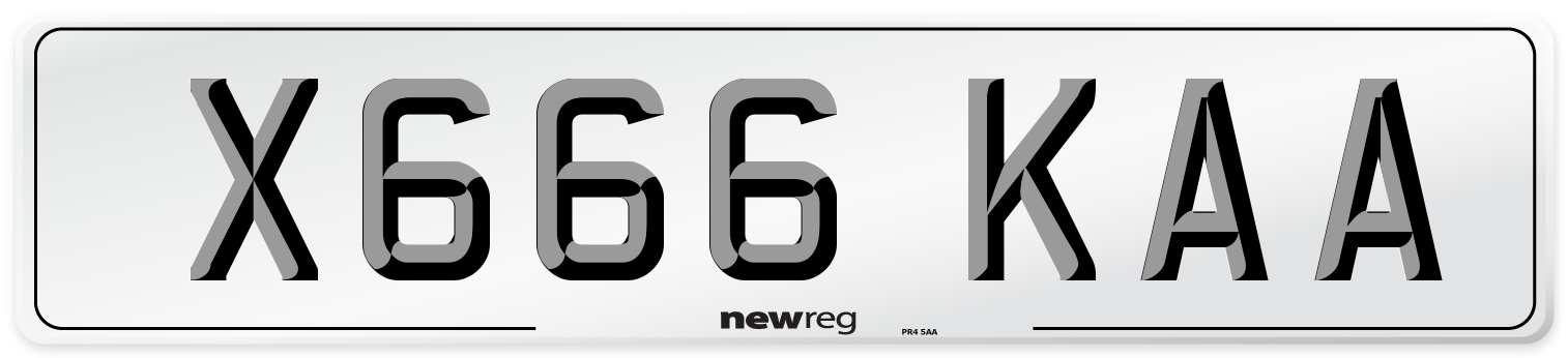 X666 KAA Front Number Plate