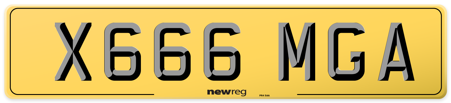 X666 MGA Rear Number Plate