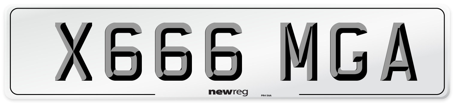 X666 MGA Front Number Plate