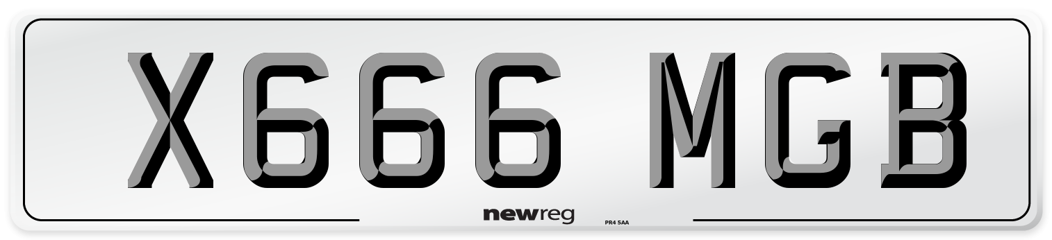 X666 MGB Front Number Plate