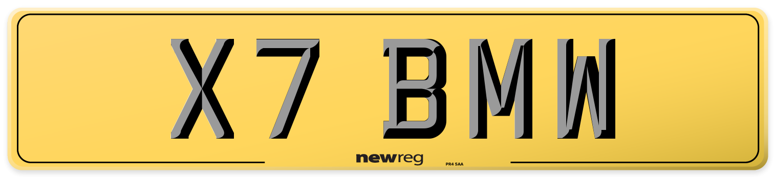 X7 BMW Rear Number Plate