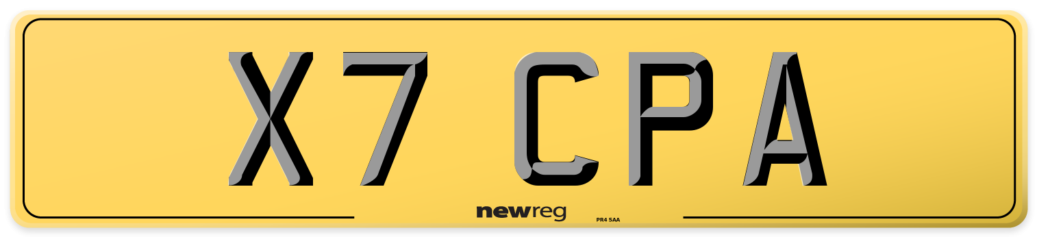 X7 CPA Rear Number Plate