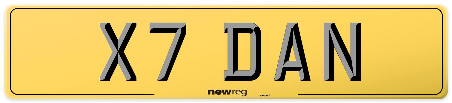 X7 DAN Rear Number Plate