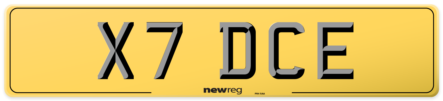 X7 DCE Rear Number Plate