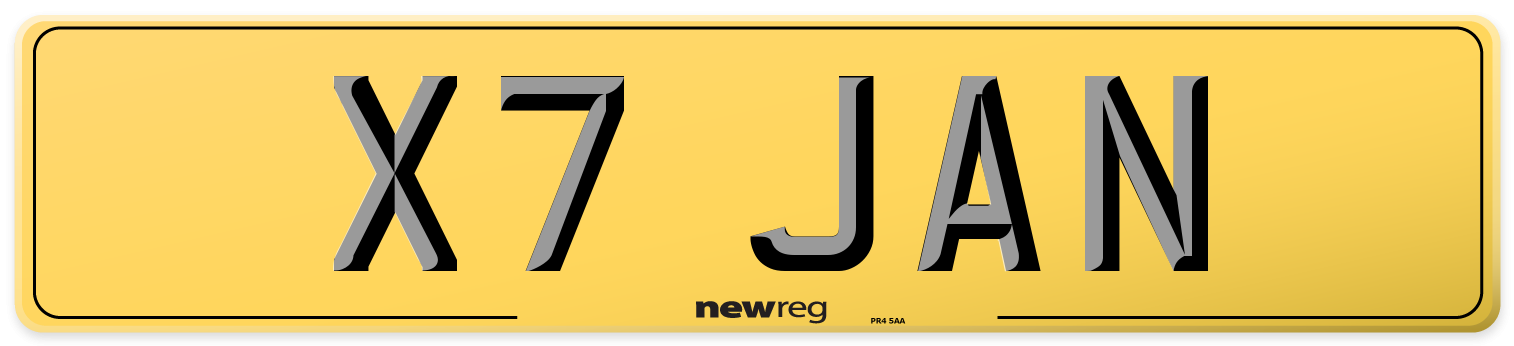 X7 JAN Rear Number Plate