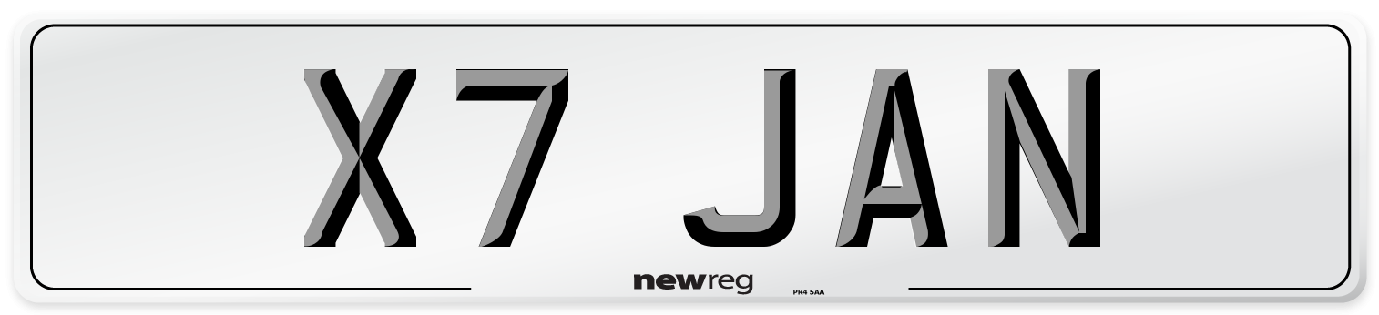 X7 JAN Front Number Plate