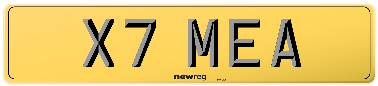 X7 MEA Rear Number Plate