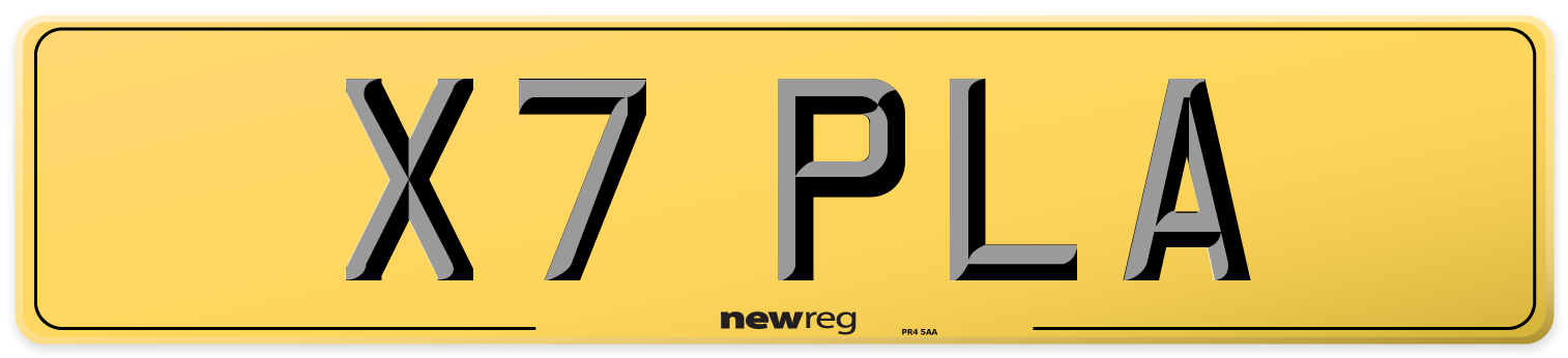 X7 PLA Rear Number Plate