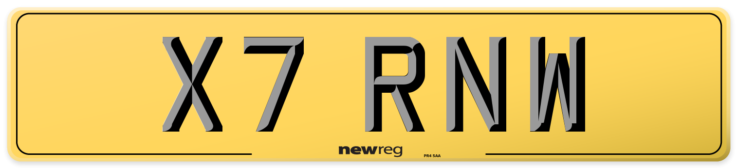 X7 RNW Rear Number Plate