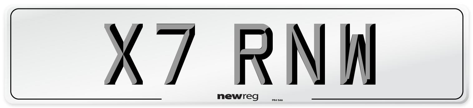 X7 RNW Front Number Plate