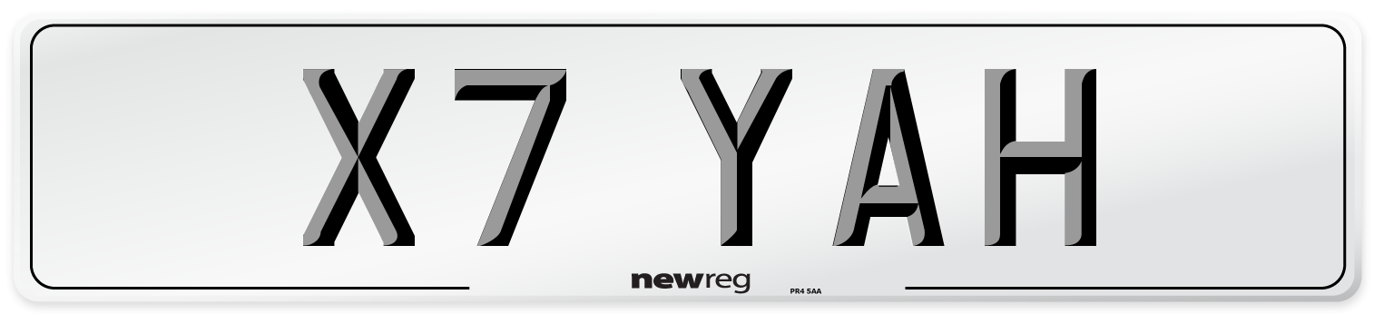 X7 YAH Front Number Plate