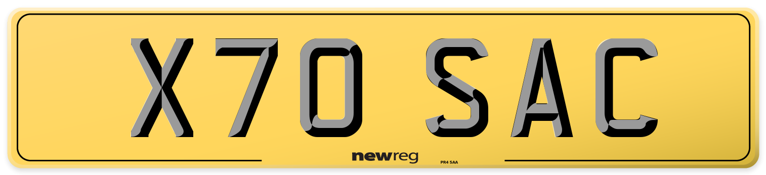 X70 SAC Rear Number Plate
