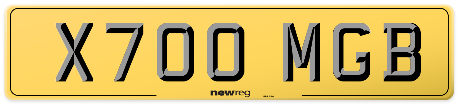 X700 MGB Rear Number Plate