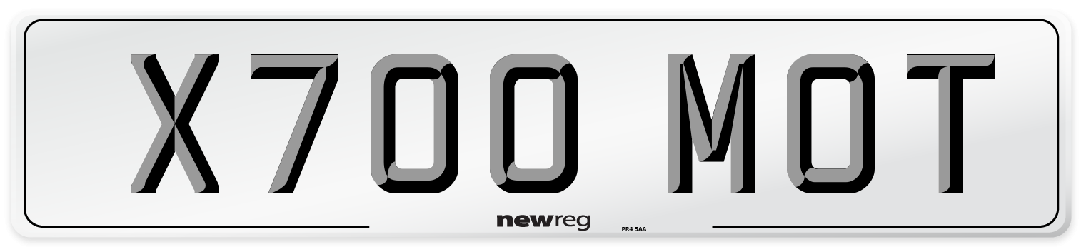 X700 MOT Front Number Plate