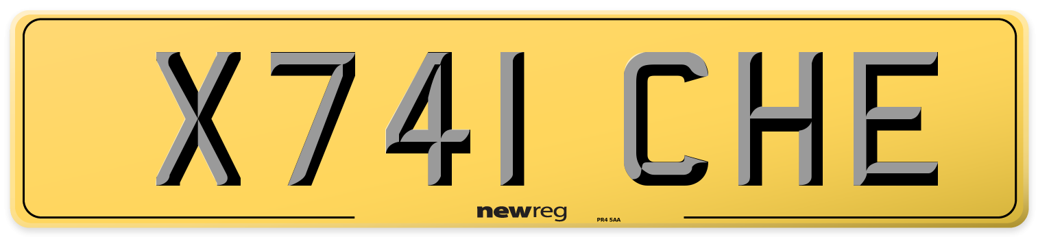 X741 CHE Rear Number Plate