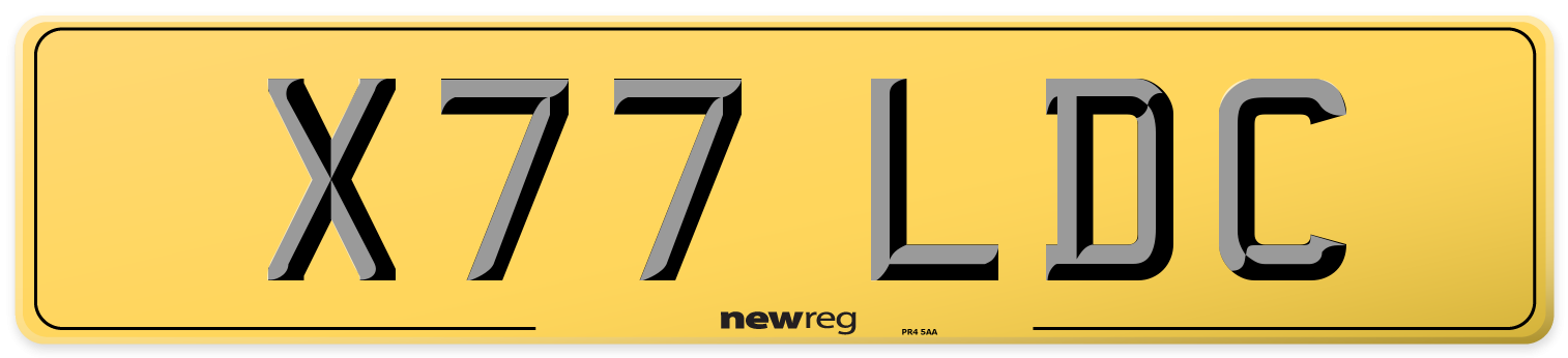 X77 LDC Rear Number Plate