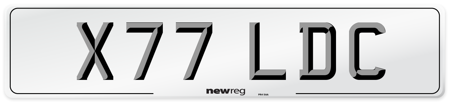 X77 LDC Front Number Plate