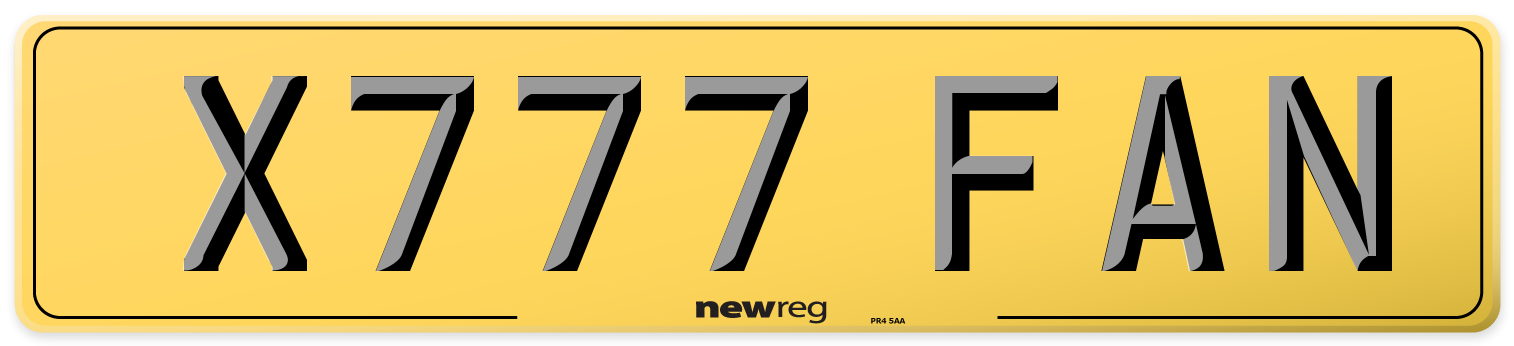 X777 FAN Rear Number Plate