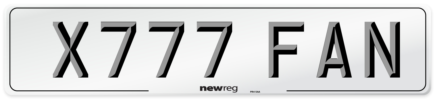 X777 FAN Front Number Plate