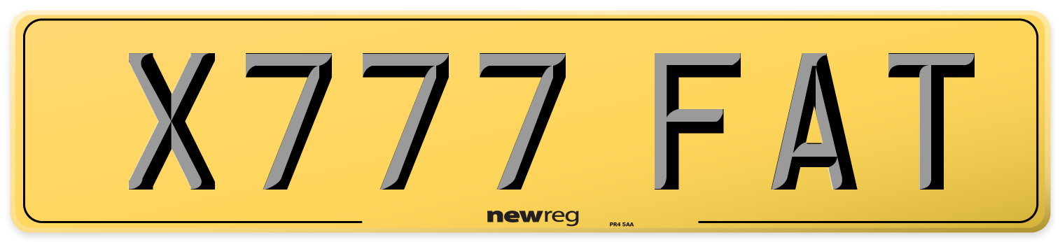 X777 FAT Rear Number Plate