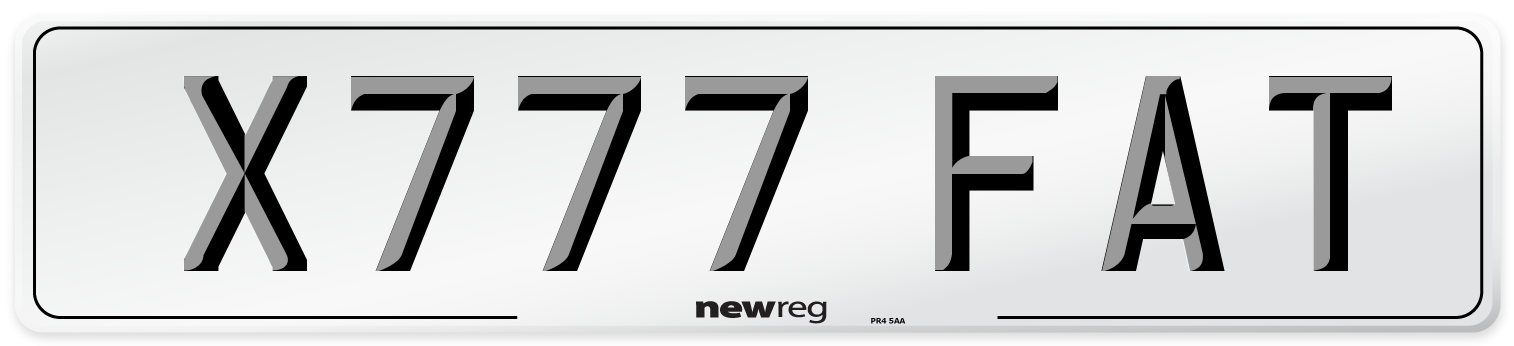 X777 FAT Front Number Plate