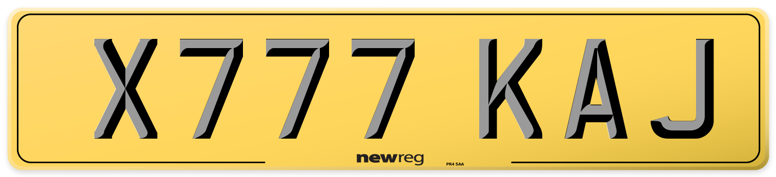 X777 KAJ Rear Number Plate