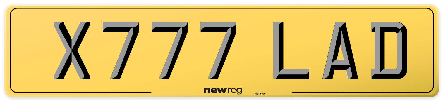 X777 LAD Rear Number Plate