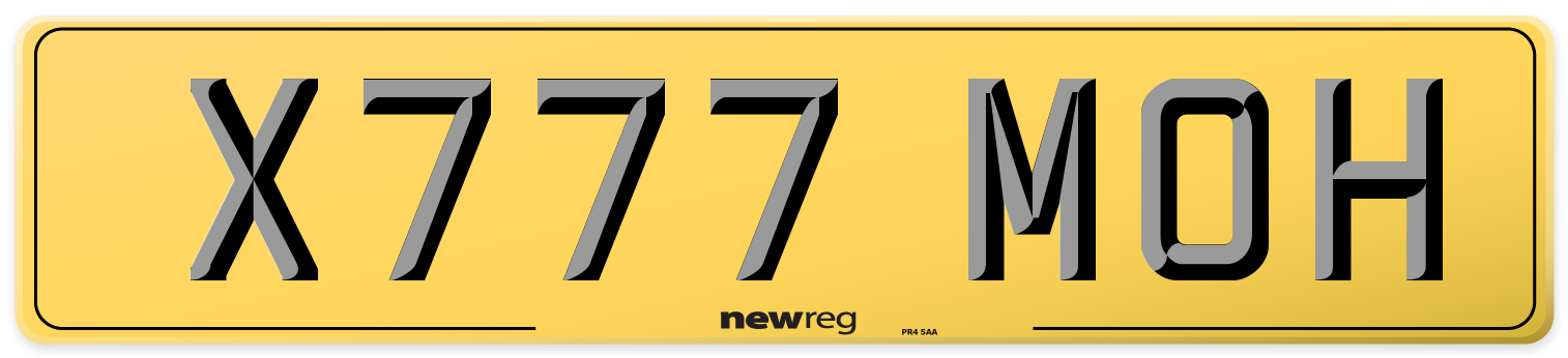 X777 MOH Rear Number Plate