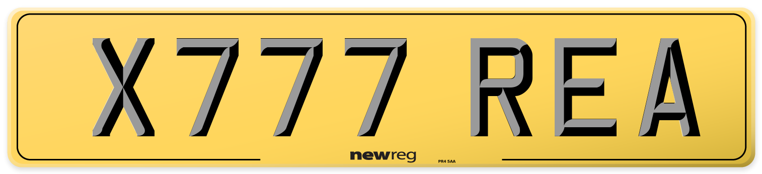 X777 REA Rear Number Plate